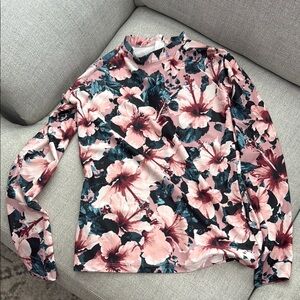 Albion Pink and Blue Long Sleeve Fitted Swim Rash Guard